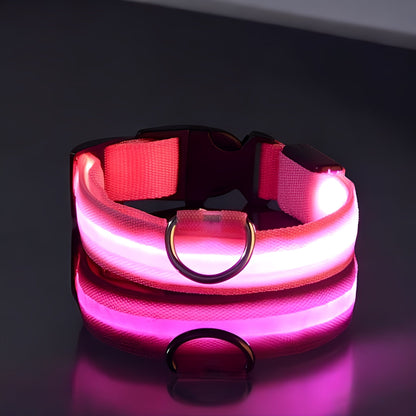 Collar LED para Perros con Carga USB Collar para perros Happy Harness Rosa XS (28-38 CM) 